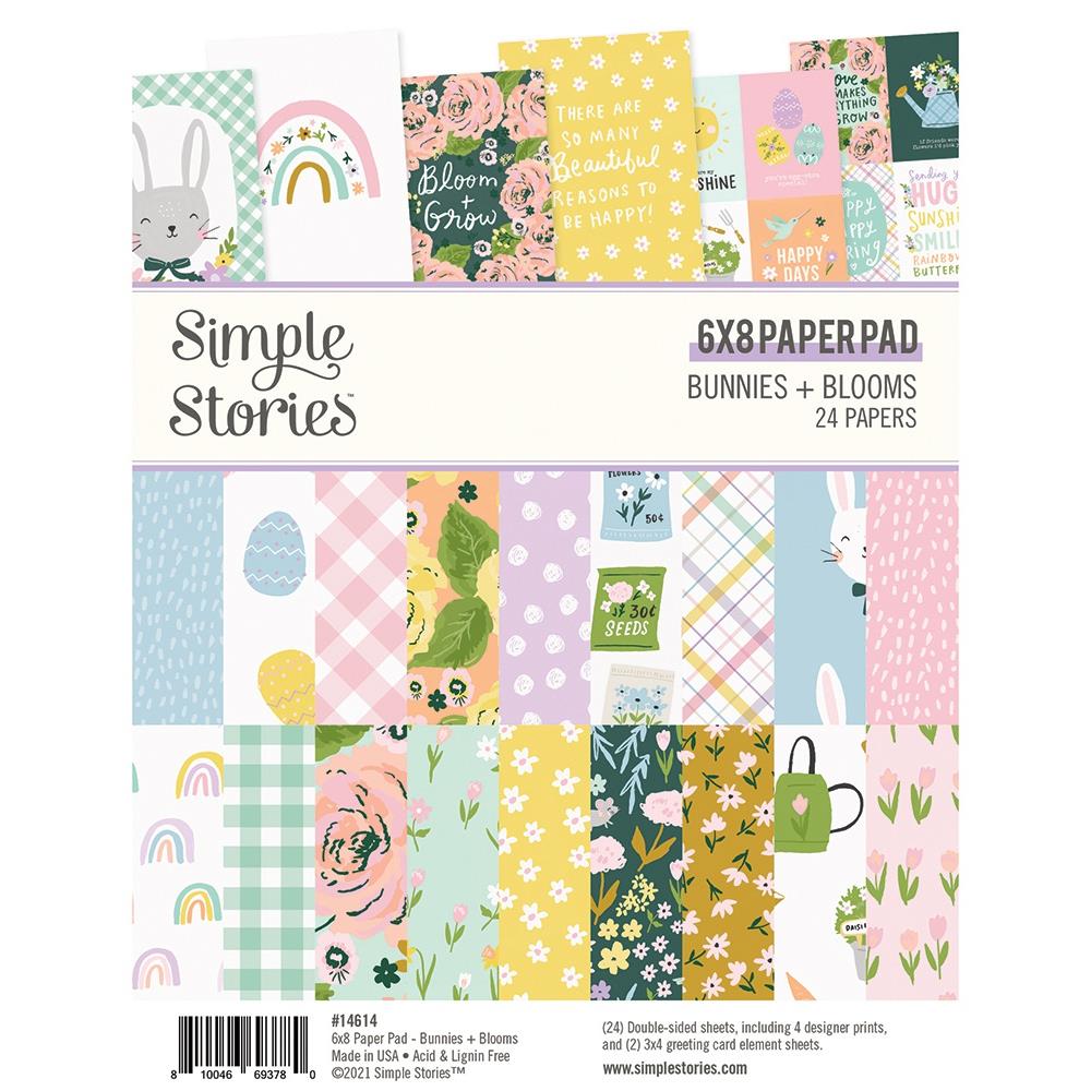 Simple Stories Double-Sided Paper Pad - Bunnies and Blooms (6"X8" 24/Pkg) 14614 simple stories paper safe travels Simple Stories Double-Sided Paper Pad - Bunnies and Blooms (6"X8" 24/Pkg)