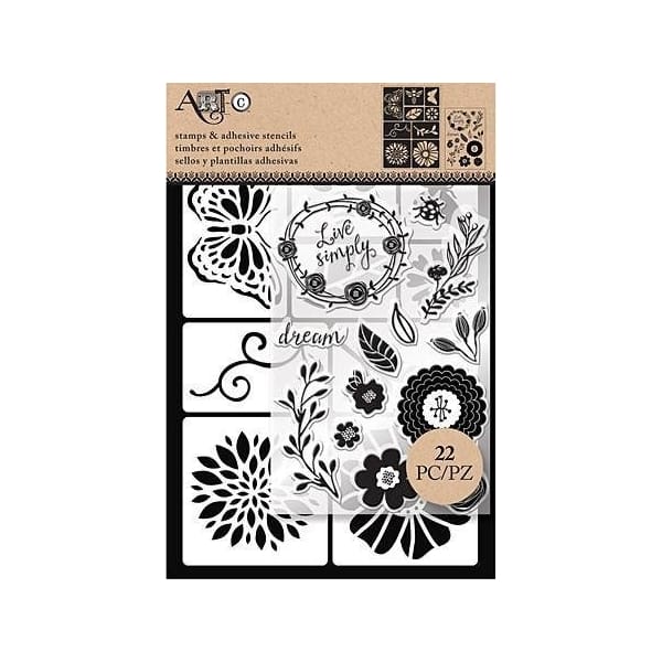 Art C Stamp and Stencil Set - Floral