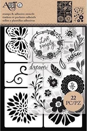 Art C Stamp and Stencil Set - Floral ArtC floral stamp Stencils Set Art C Stamp and Stencil Set - Floral