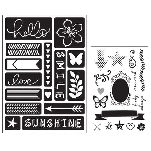 Art C Stamp and Stencil Set - Words and Icons ArtC words and icons stamps Stencils Set Art C Stamp and Stencil Set - Words and Icons