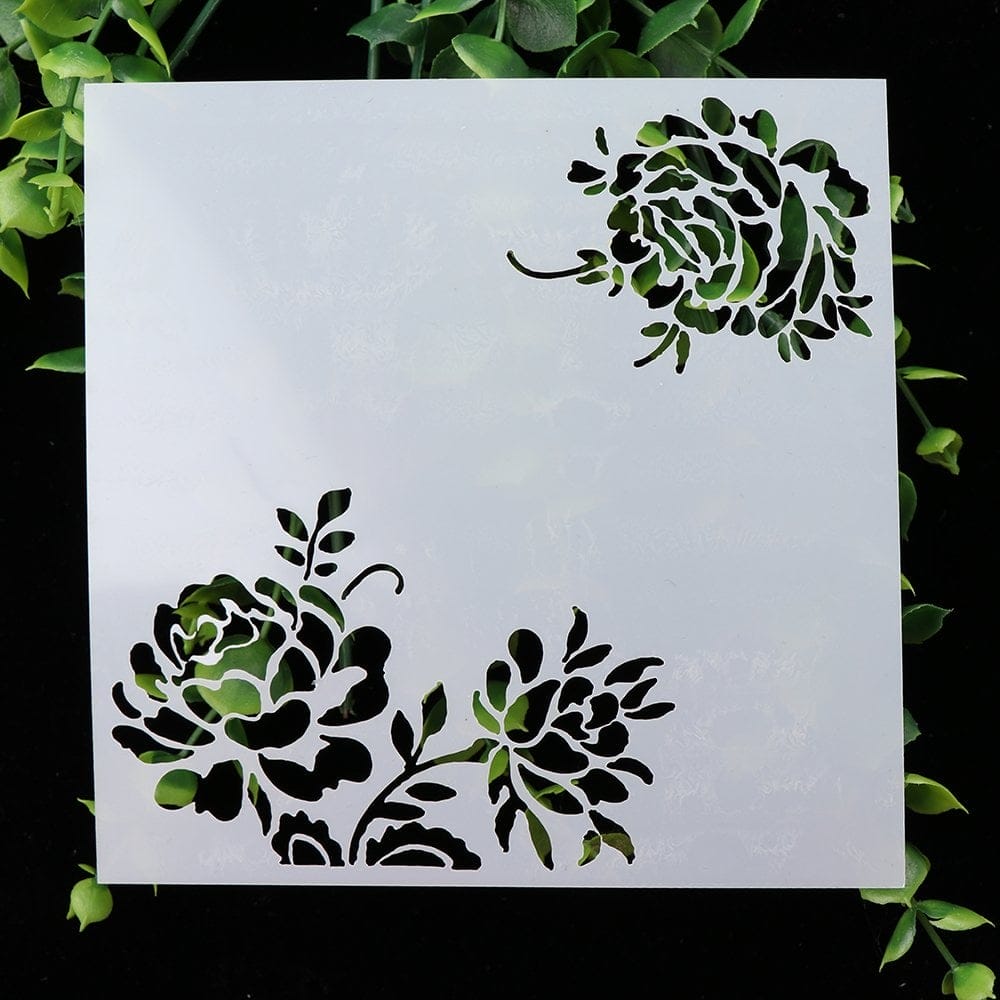 Stencil - Floral Corners (5 by 5 inch) CHCS 54 stencil floral corners Stencil - Floral Corners (5 by 5 inch)