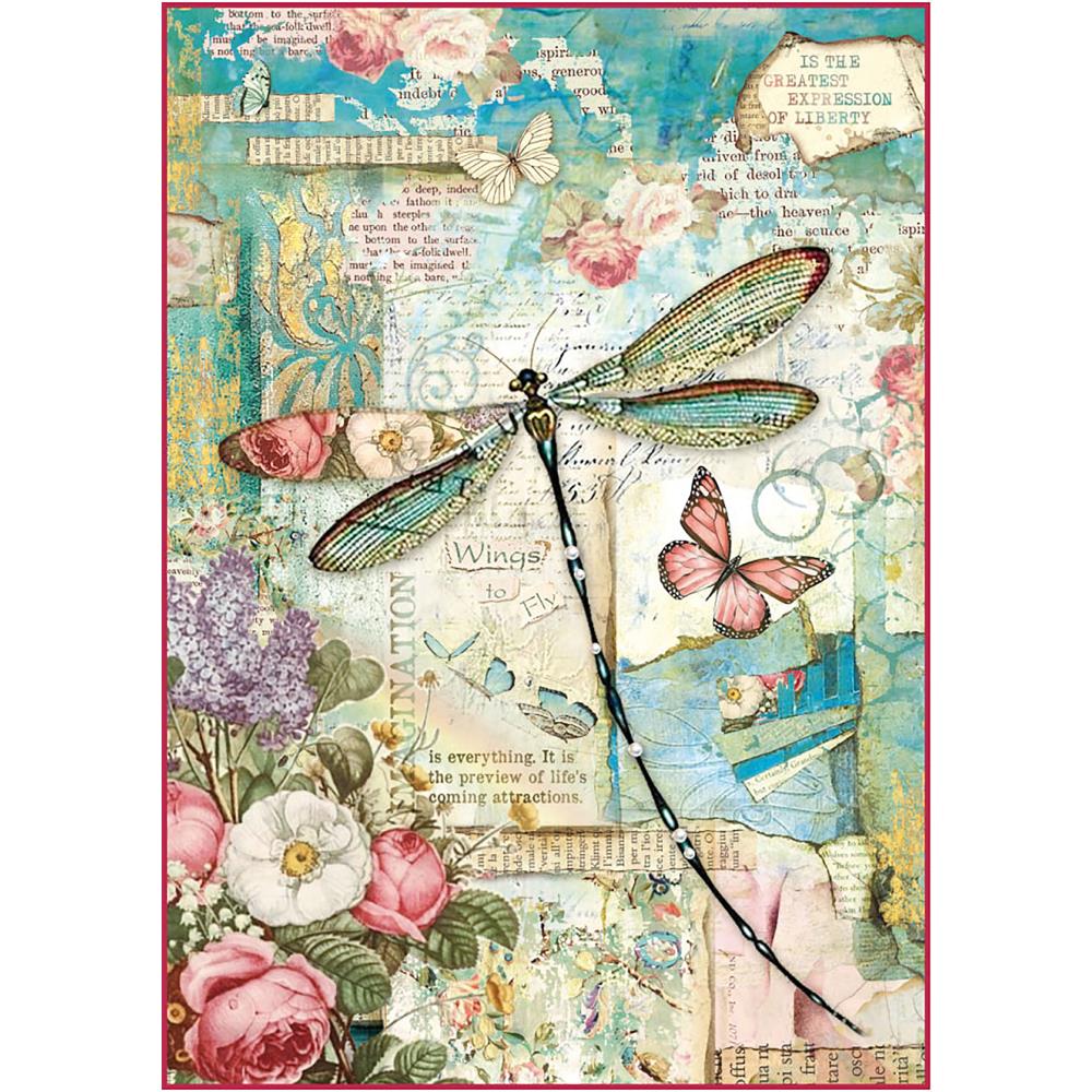 Stamperia Rice Paper A4 - Wonderland Dragonfly Stamperoa decoupage roce paper wonderland dragonfly Stamperia Rice Paper A4 - Wonderland Dragonfly