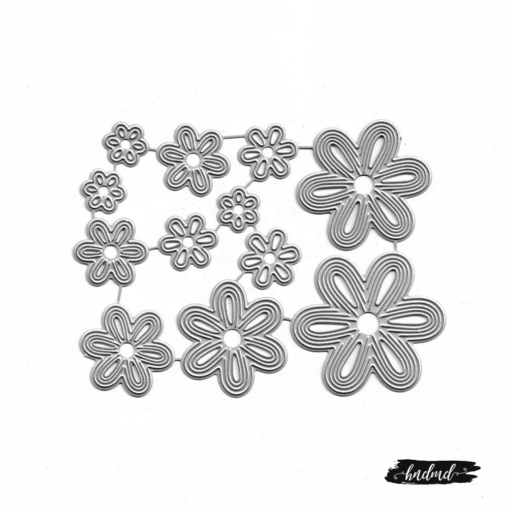 Steel Dies - 6 petal decorative flowers (Set of 12 dies) XY337 steel cutting dies CraftAdda Steel Dies - 6 petal decorative flowers (Set of 12 dies)