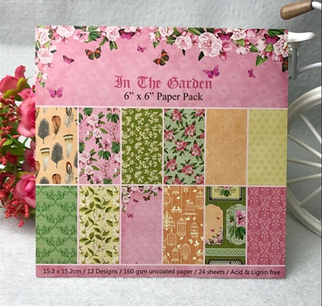 In the Garden Scrapbook Paper (Pack of 24 sheets) - 6 by 6 inch