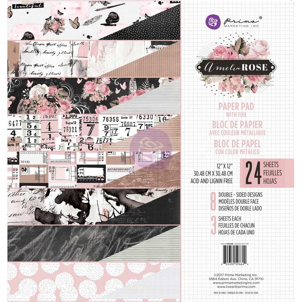 Prima - Amelia Rose - 12x12 Paperpack (24 double sided sheets) prima 12by12 paper pad amelia rose Prima - Amelia Rose - 12x12 Paperpack (24 double sided sheets)