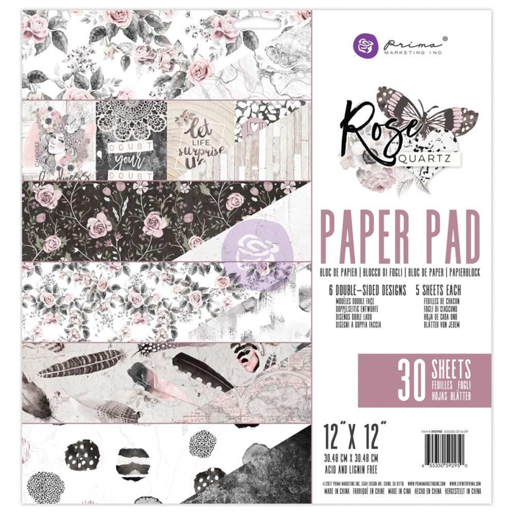 Prima - Rose Quartz - 12x12 Paperpack (30 double sided sheets) prima 12by12 paper pad rose quartz Prima - Rose Quartz - 12x12 Paperpack (30 double sided sheets)