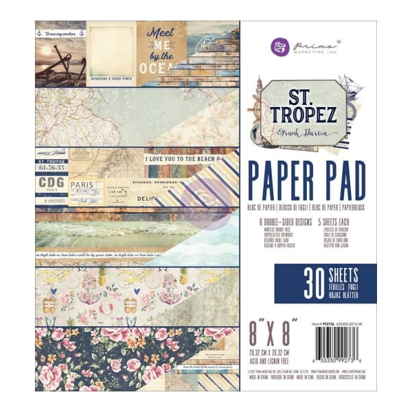 Prima - St Tropez - 8by8 Paperpack (30 double sided sheets)