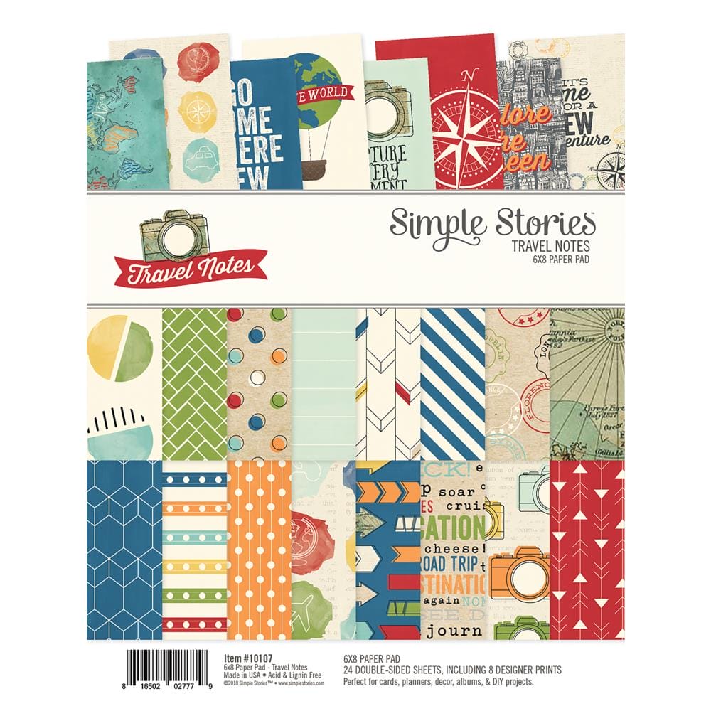 Simple Stories Double-Sided Paper Pad - Travel Notes (6"X8" 24/Pkg) simple stories paper travel notes Simple Stories Double-Sided Paper Pad - Travel Notes (6"X8" 24/Pkg)