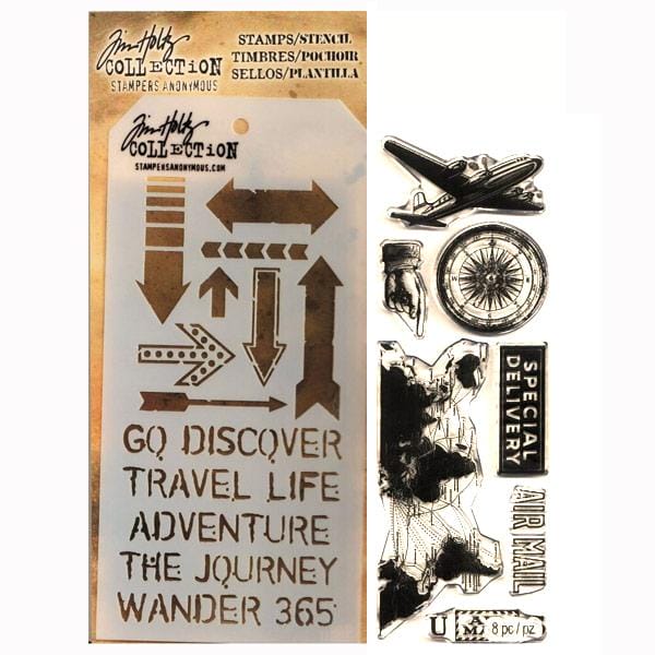 Tim Holtz Stamp and Stencil Set - Air mail