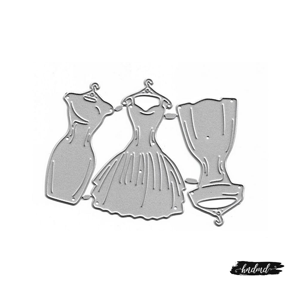 Steel Dies - Dresses (Set of 3 dies) XY485 steel cutting dies CraftAdda Steel Dies - Dresses (Set of 3 dies)