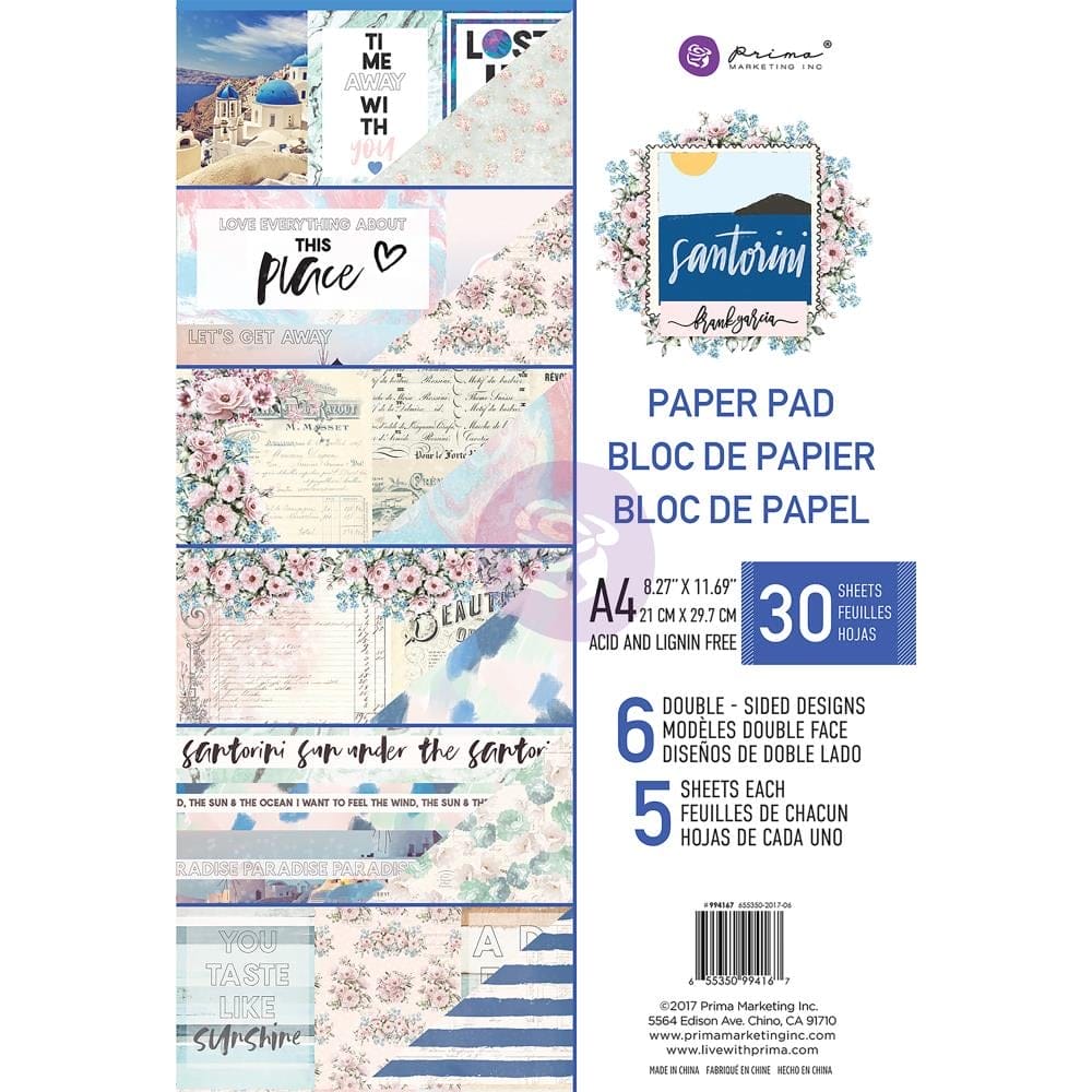 Prima - Santorini - A4 Paperpack (30 double sided sheets) prima A4 paper santorini Prima - Santorini - A4 Paperpack (30 double sided sheets)