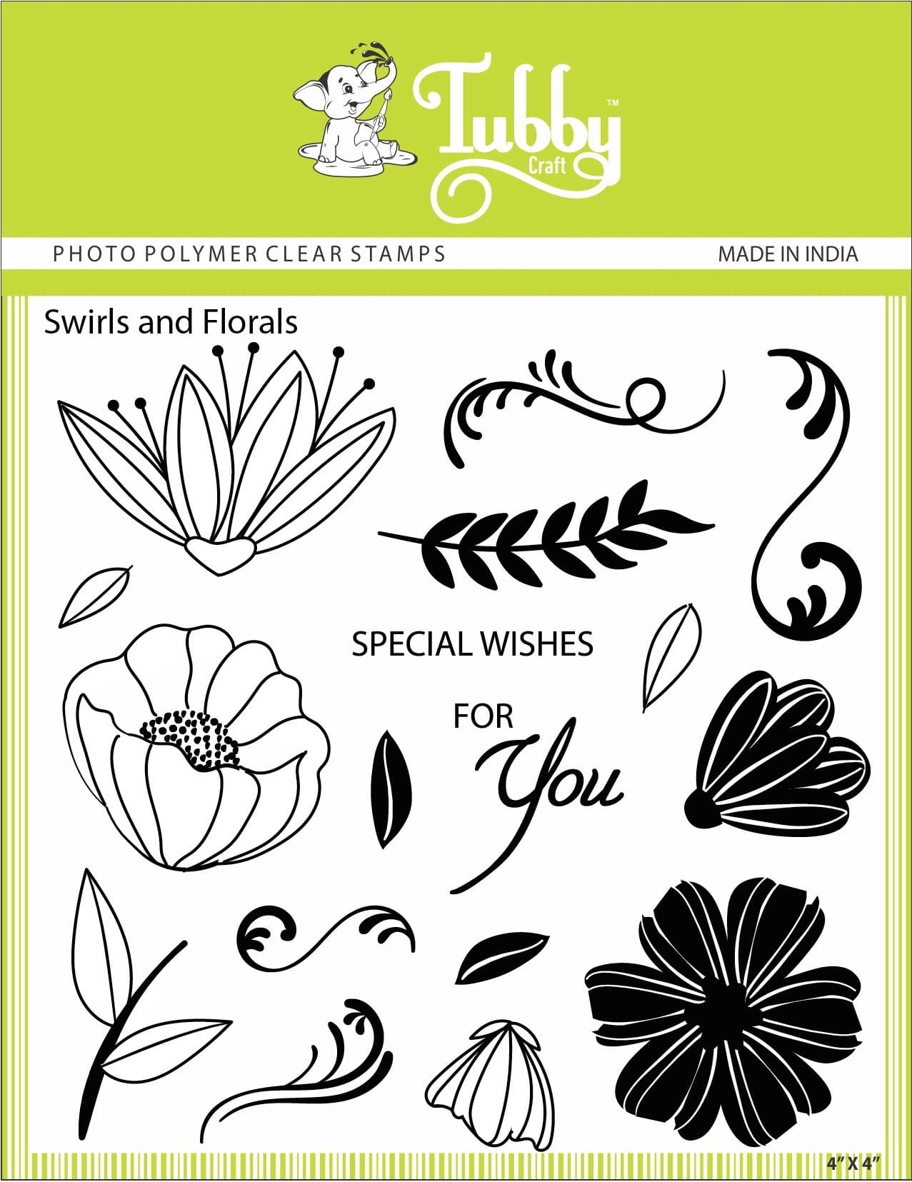 Tubby Photopolymer Clear Stamps - Swirls and Florals swirls and floral Tubby Photopolymer Clear Stamps - Swirls and Florals