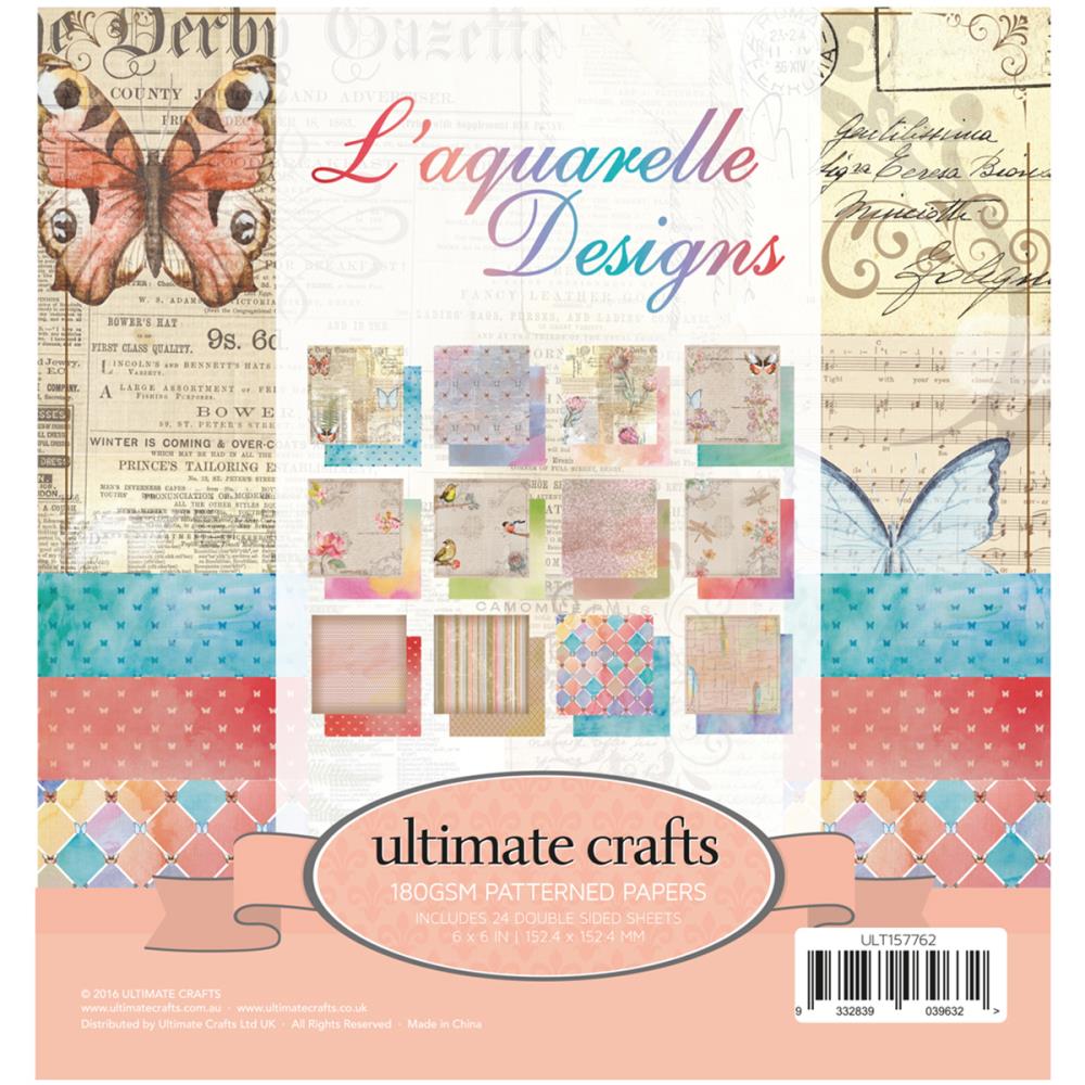 Ultimate Crafts Double-Sided Paper Pad 6"X6" 24/Pkg - L'Aquarelle ultimate crafts paper pad laquarelle designs Ultimate Crafts Double-Sided Paper Pad 6"X6" 24/Pkg - L'Aquarelle