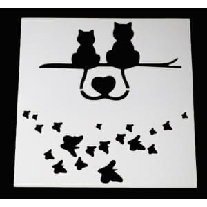 Stencil - Cats and Butterflies (5 by 5 inch)
