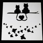 Stencil - Cats and Butterflies (5 by 5 inch)