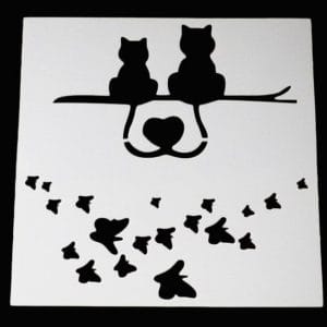 Stencil - Cats and Butterflies (5 by 5 inch)