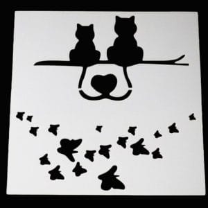 Stencil - Cats and Butterflies (5 by 5 inch)
