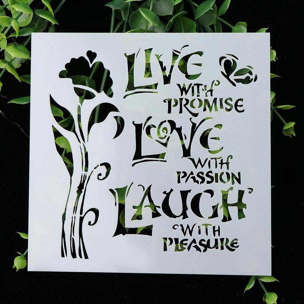 Stencil - Floral with Quotes (5 by 5 inch) CHCS 72 stencil floral Stencil - Floral with Quotes (5 by 5 inch)