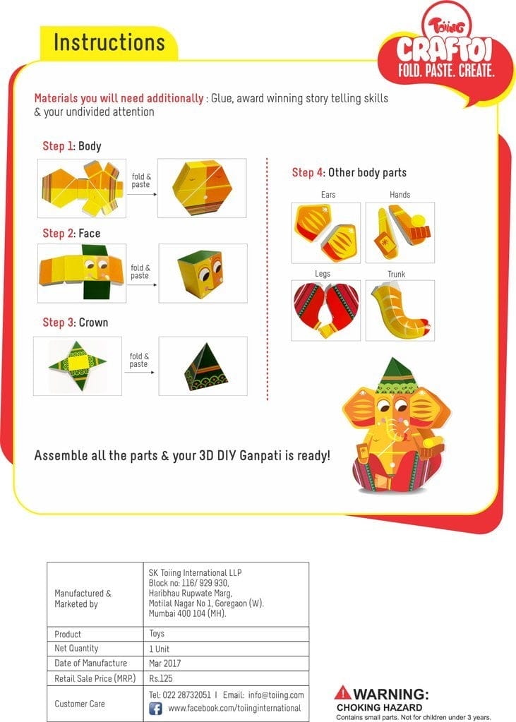 CrafToi_3D_Diy_Ganpati_1