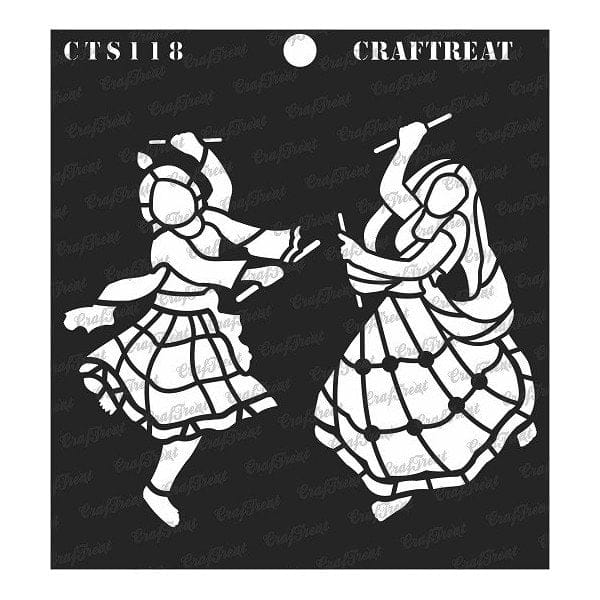 CrafTreat 6"x6" Stencil - Dandiya Couple CrafTreat Stencil Dhandiya Couple CTS118 CrafTreat 6"x6" Stencil - Dandiya Couple
