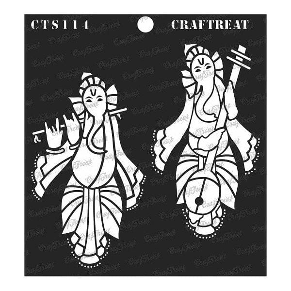 CrafTreat 6"x6" Stencil - Musical Ganesha 1 CrafTreat Stencil Musical Ganesha 1 CTS114 CrafTreat 6"x6" Stencil - Musical Ganesha 1