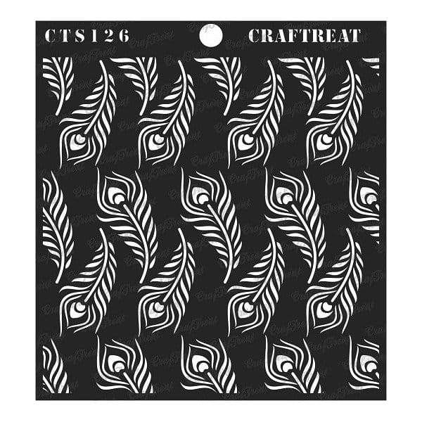 CrafTreat 6"x6" Stencil - Peacock Feather Background CrafTreat Stencil Peacock Feather Background CTS126 CrafTreat 6"x6" Stencil - Peacock Feather Background