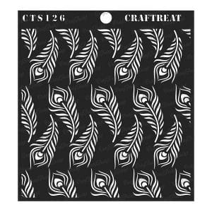 CrafTreat 6"x6" Stencil - Peacock Feather Background