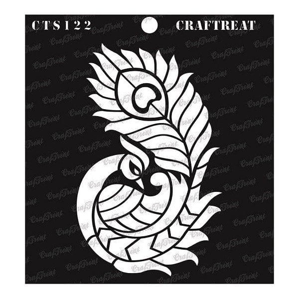 CrafTreat 6"x6" Stencil - Side Feathered Peacock CrafTreat Stencil Side Feathered Peacock CTS122 CrafTreat 6"x6" Stencil - Side Feathered Peacock