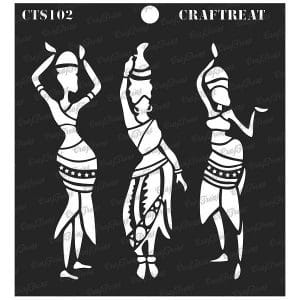 CrafTreat 6"x6" Stencil - Tribal Dancers