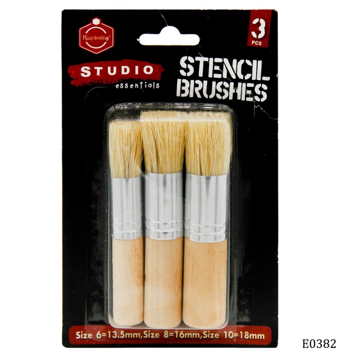 Stencil Brushes (Set of 3 brushes, size -6, 8 and 10 mm) E0382 Stencil brushes Stencil Brushes (Set of 3 brushes, size -6, 8 and 10 mm)