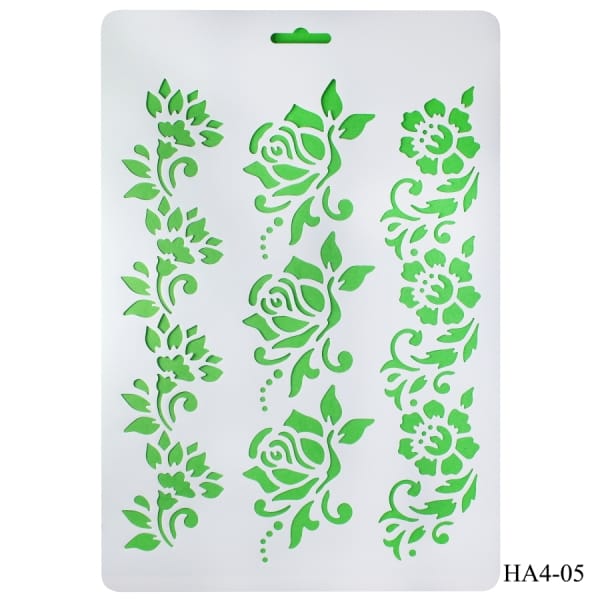 Cake Stencil - Floral Borders (A4)
