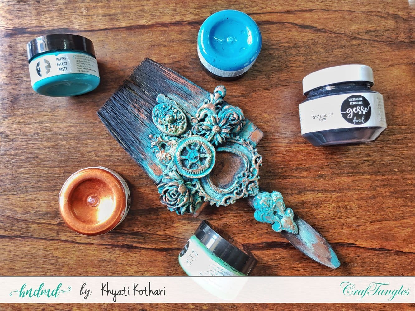CrafTangles Patina Effect Texture Paste - Mint Green (60 ml) Khyati Altered Brush 1 1 Khyati_Altered_Brush_1_1