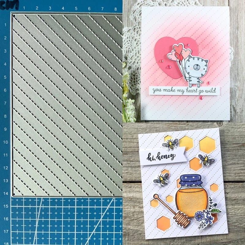 Steel Background Dies - Diagonal Stitched Lines Grid XYGS14 steel cutting die 1 XYGS14_steel_cutting_die_1