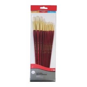 Daler Rowney Simply Bristle White Long Handled Brush Set Of 10