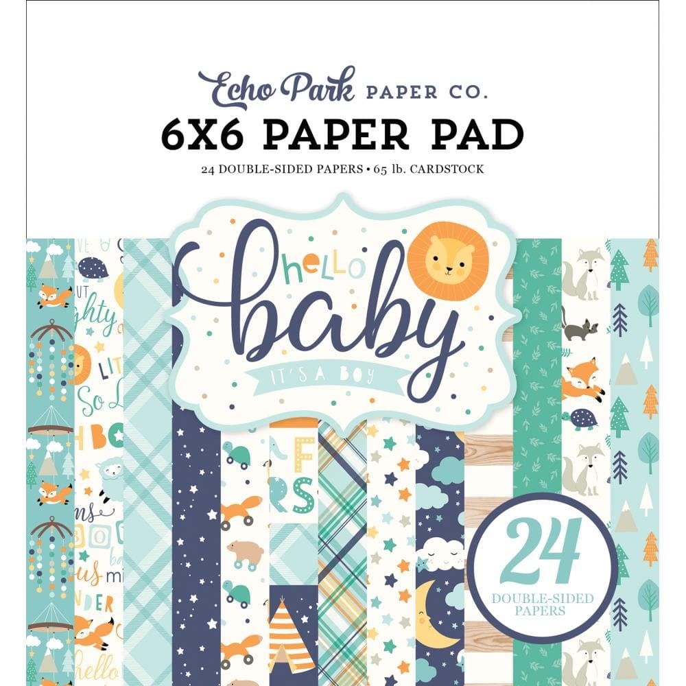 Echo Park Double-Sided Paper Pad 6"X6" 24/Pkg - Hello Baby - Its a Boy BB172023 echo park paper hello baby boy Echo Park Double-Sided Paper Pad 6"X6" 24/Pkg - Hello Baby - Its a Boy