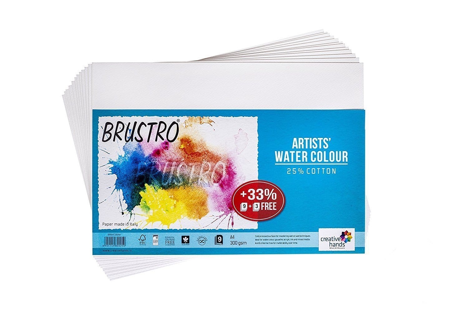 Brustro Artists Watercolour Paper (25% Cotton) - 300 gsm - A4