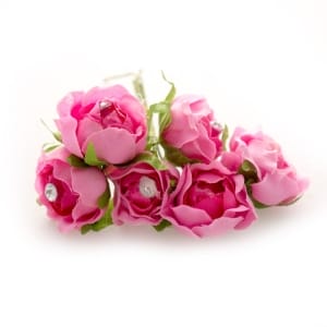 Fabric Flowers - Pink (Set of 6 roses)