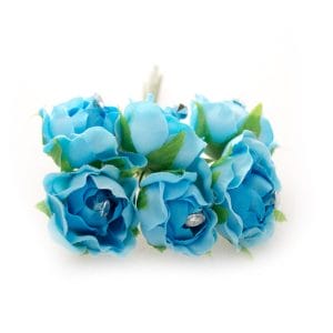 Fabric Flowers - Blue (Set of 6 roses)
