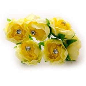 Fabric Flowers - Yellow (Set of 6 roses)