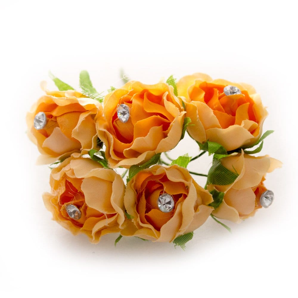 Fabric Flowers - Orange (Set of 6 roses)