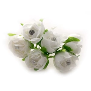 Fabric Flowers - White (Set of 6 roses)
