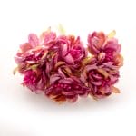 Fabric Flowers with pollens - Shimmery Pink with Cream (Set of 6 roses)