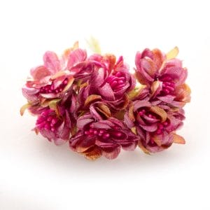 Fabric Flowers with pollens - Shimmery Pink with Cream (Set of 6 roses)