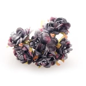 Fabric Flowers with pollens - Shimmery Grey (Set of 6 roses)