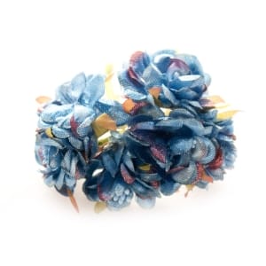 Fabric Flowers with pollens - Shimmery Blue (Set of 6 roses)