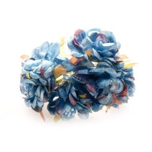 Fabric Flowers with pollens - Shimmery Blue (Set of 6 roses)