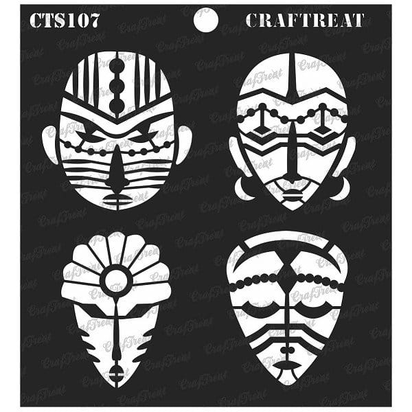 CrafTreat 6"x6" Stencil - Congo Mask CrafTreat Stencil Congo Mask CTS107 CrafTreat 6"x6" Stencil - Congo Mask