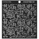 CrafTreat 6"x6" Stencil - Tribal Faces Background