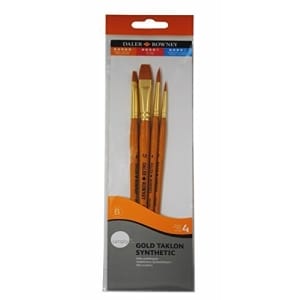 Daler-Rowney Simply Gold Taklon Synthetic Short Handled Brush Set of 4