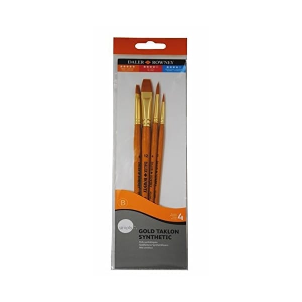 Daler-Rowney Simply Gold Taklon Synthetic Short Handled Brush Set of 4